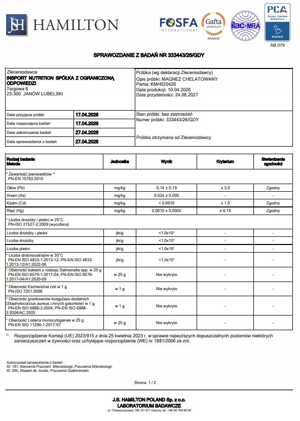 MAGNESIUM GLYCINATE 1500mg 140 Servings MAGNESIUM CHELATE Muscle SPASMS | INSPORT Packaging status original