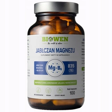 MAGNESIUM MALATE Magnesium 835 mg with vitamin B6 (P-5-P) 100 caps. + Freebie Brand Biowen
