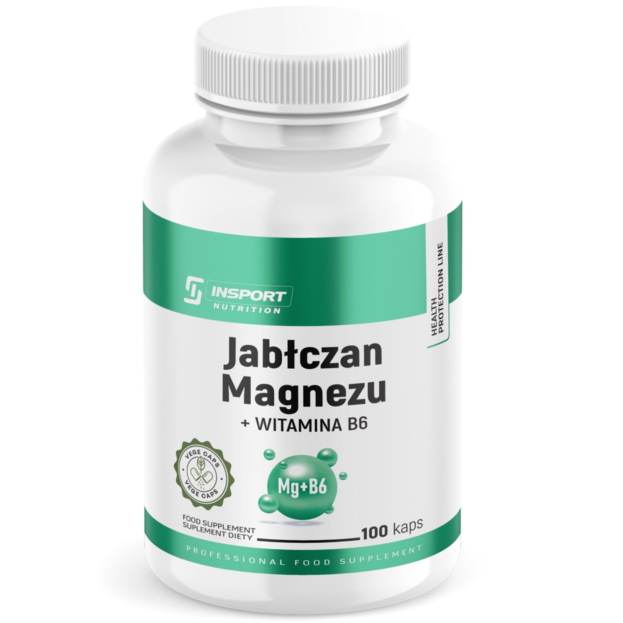 MAGNESIUM | Magnesium MALATE + VITAMIN B6 1600mg 100 kap Muscle spasms | INSPORT