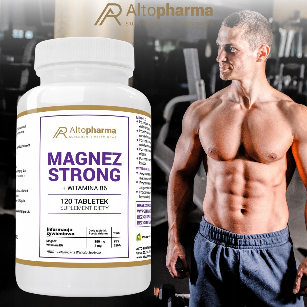 MAGNESIUM STRONG + Wit B6 Muscles Bone Fatigue Nervous System 120 tab Brand Alto Pharma