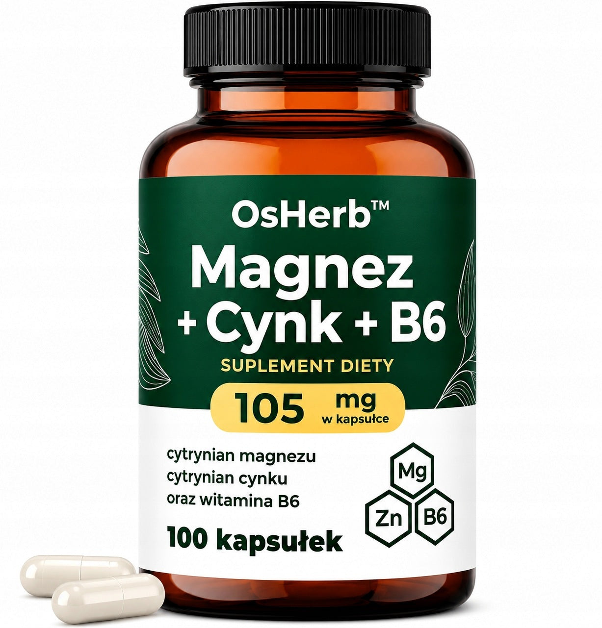 MAGNESIUM + ZINC + VITAMIN B6 Forte 100 Caps. Muscle Testosterone Nerves ZMA