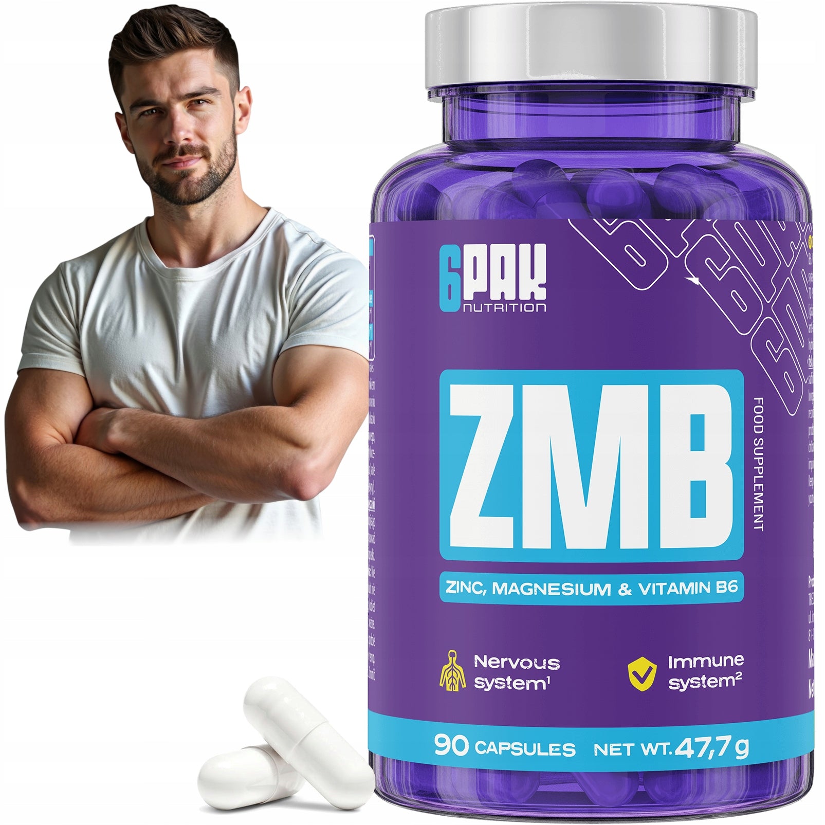 MAGNESIUM + ZINC + VITAMIN B6 Forte 90 Kaps Muscle Testosterone Nerves ZMA ZMB