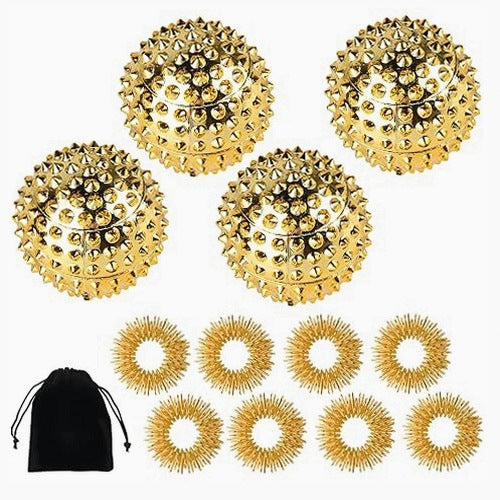 MAGNETIC ACUPRESSURE MASSAGE BALLS + FINGER RINGS SET