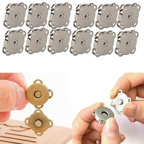 MAGNETIC BUTTONS FOR SEWING 14 MM METAL SILVER SET OF 12 PCS.