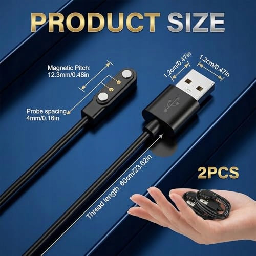 MAGNETIC CHARGING CABLE FOR SMARTWATCH 4MM 2 POLE SET OF 2 Kind not specified