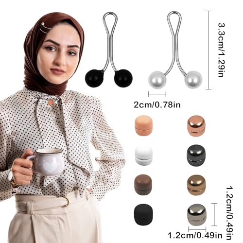 MAGNETIC CLIPS FOR HIJAB ROUND WITHOUT NEEDLES SET OF 12 FOR WOMEN Manufacturer code Bez marki