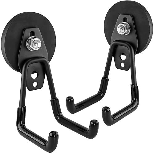 MAGNETIC GARAGE HOOKS SWIVEL 42 KG BLACK SET OF 2 METAL Brand no brand