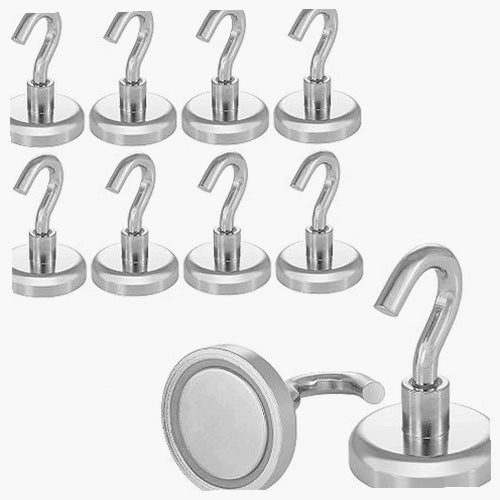 MAGNETIC NEODYMIUM HOOKS EXTRA-STRONG 36 KG FOR TOOLS 10 PCS METAL