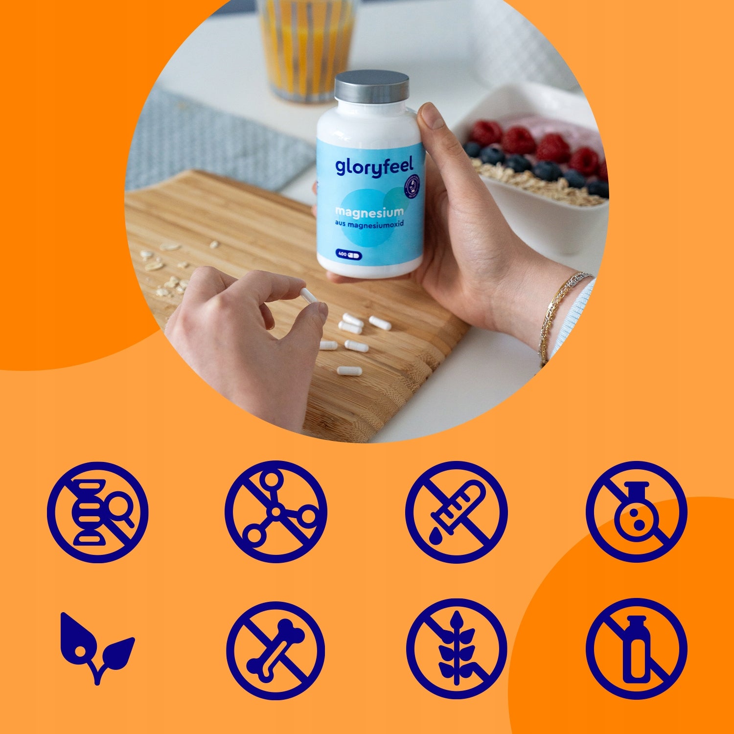 MAGNEZ 760 mg, w tym 400 mg magnezu na dawkę - 400 kapsułek - gloryfeel Brand Gloryfeel