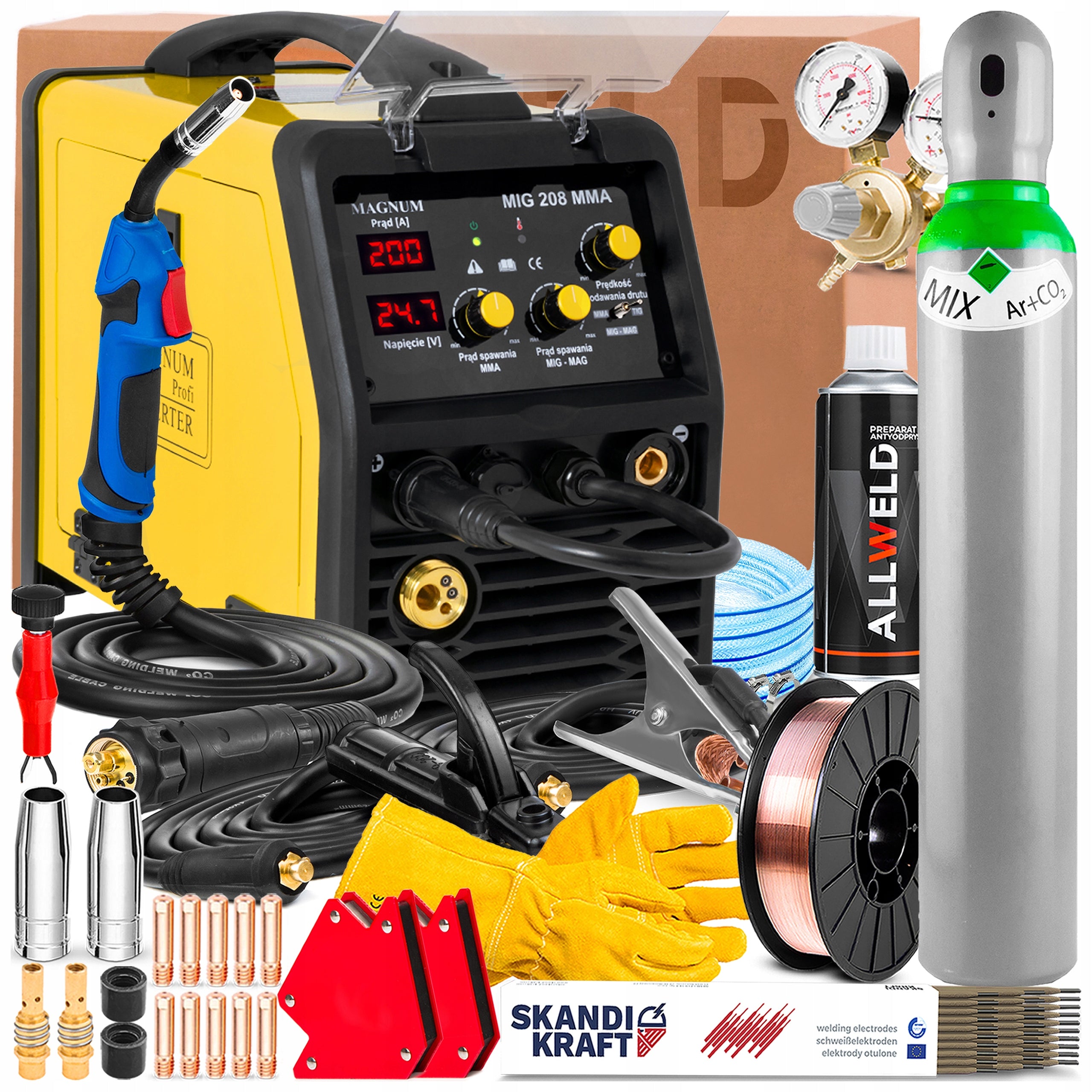 MAGNUM MIG 208 MMA 230V 200A TIG LIFT FLUX WELDING MACHINE FOR STEEL AND ALUMINIUM