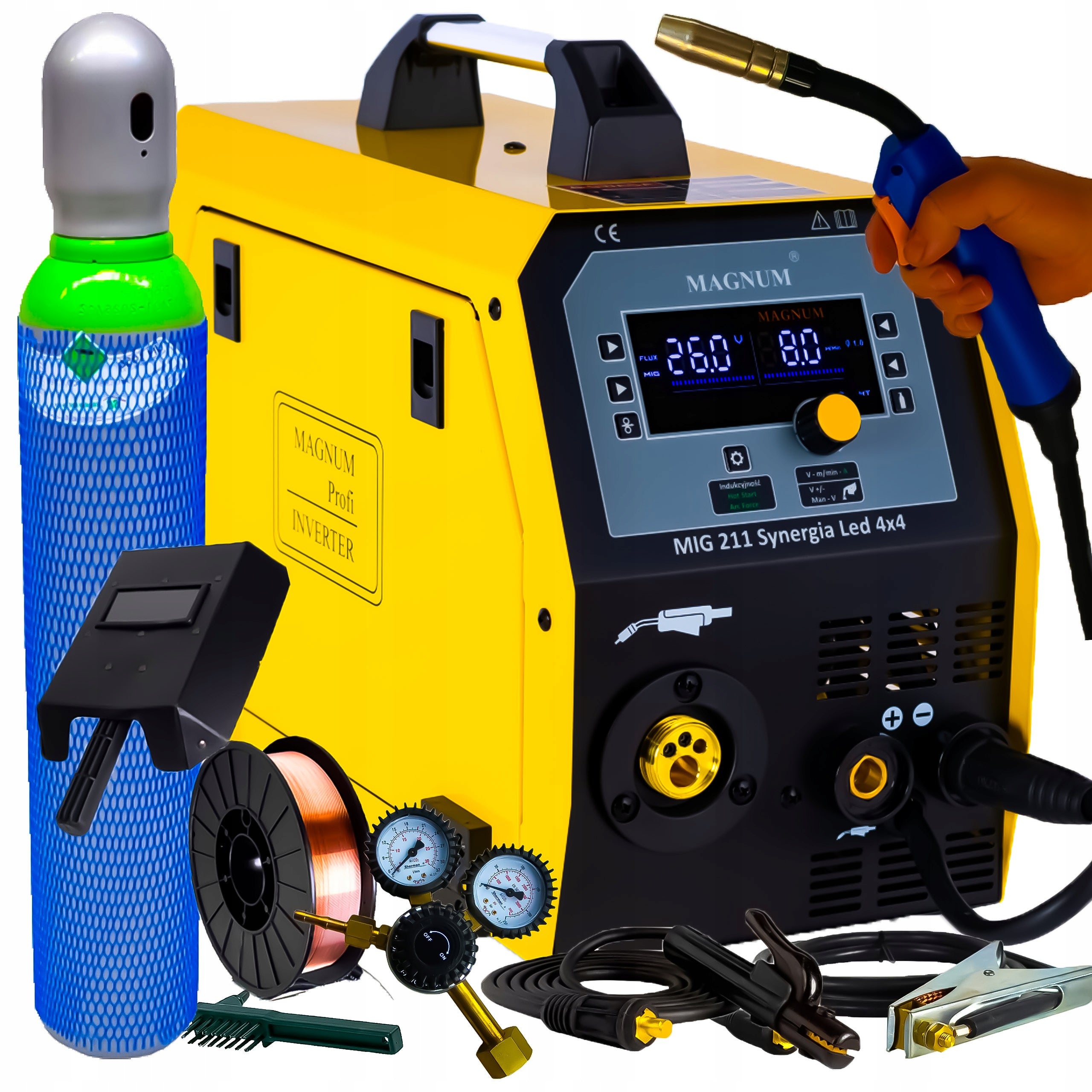 MAGNUM MIG 211 Inverter Welding Machine Synergy LED Feeder 4X4 200A/60%