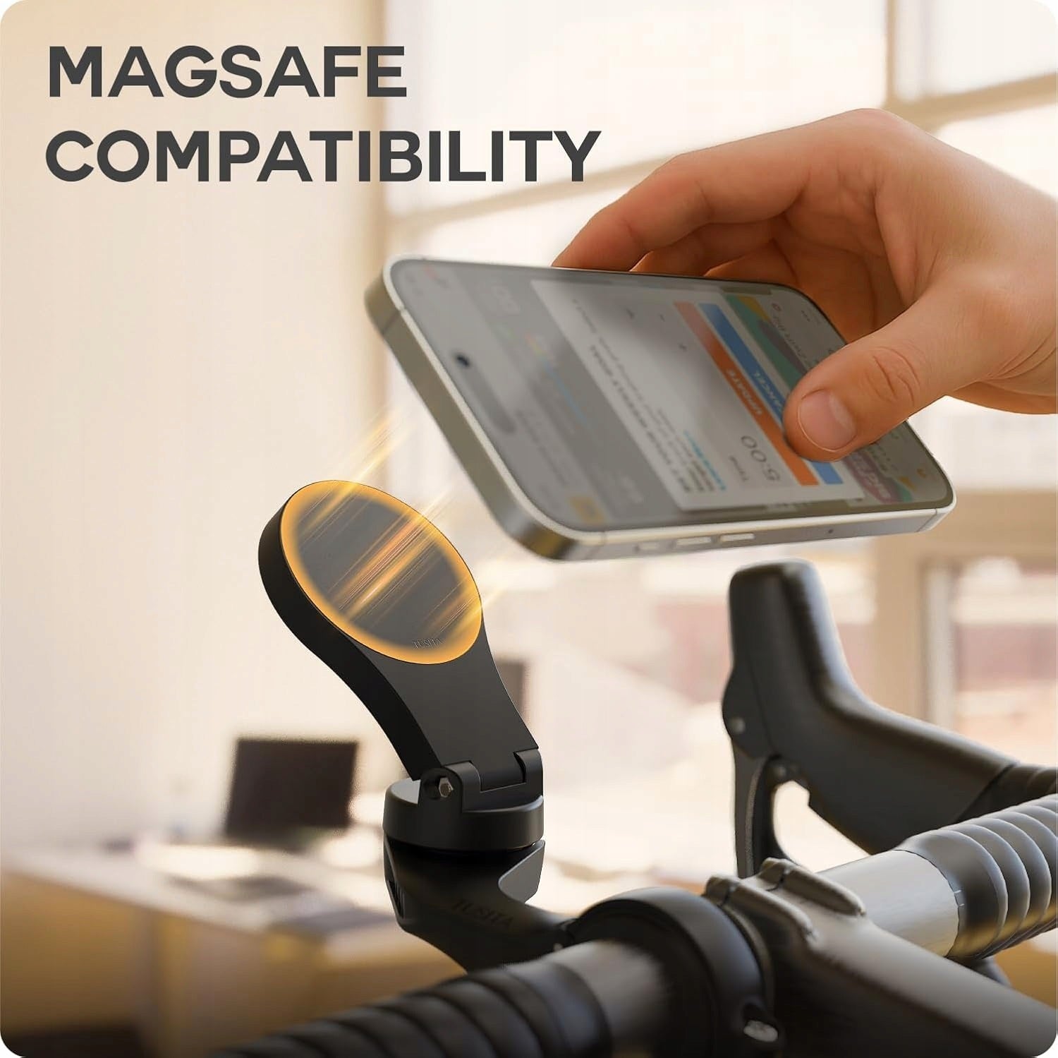 MAGSAFE BICYCLE PHONE HOLDER WITH 45 DEGREE ADJUSTMENT WITHOUT TOOLS Model Intérieur pour Vélo