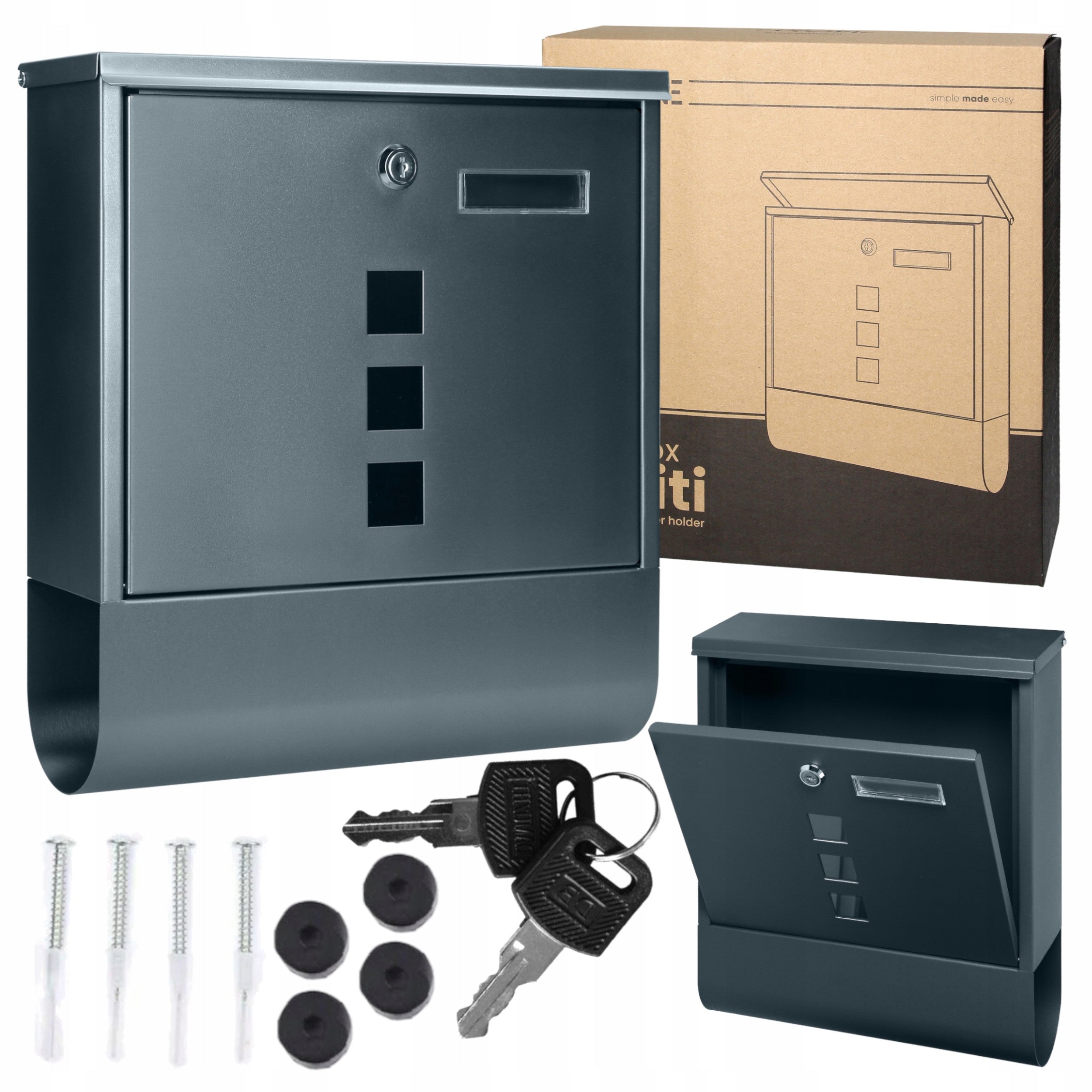 MAIL BOX FOR LETTERS MODERN MAIL VIEWER ANTHRACITE TUBE MAGAZINE CASE