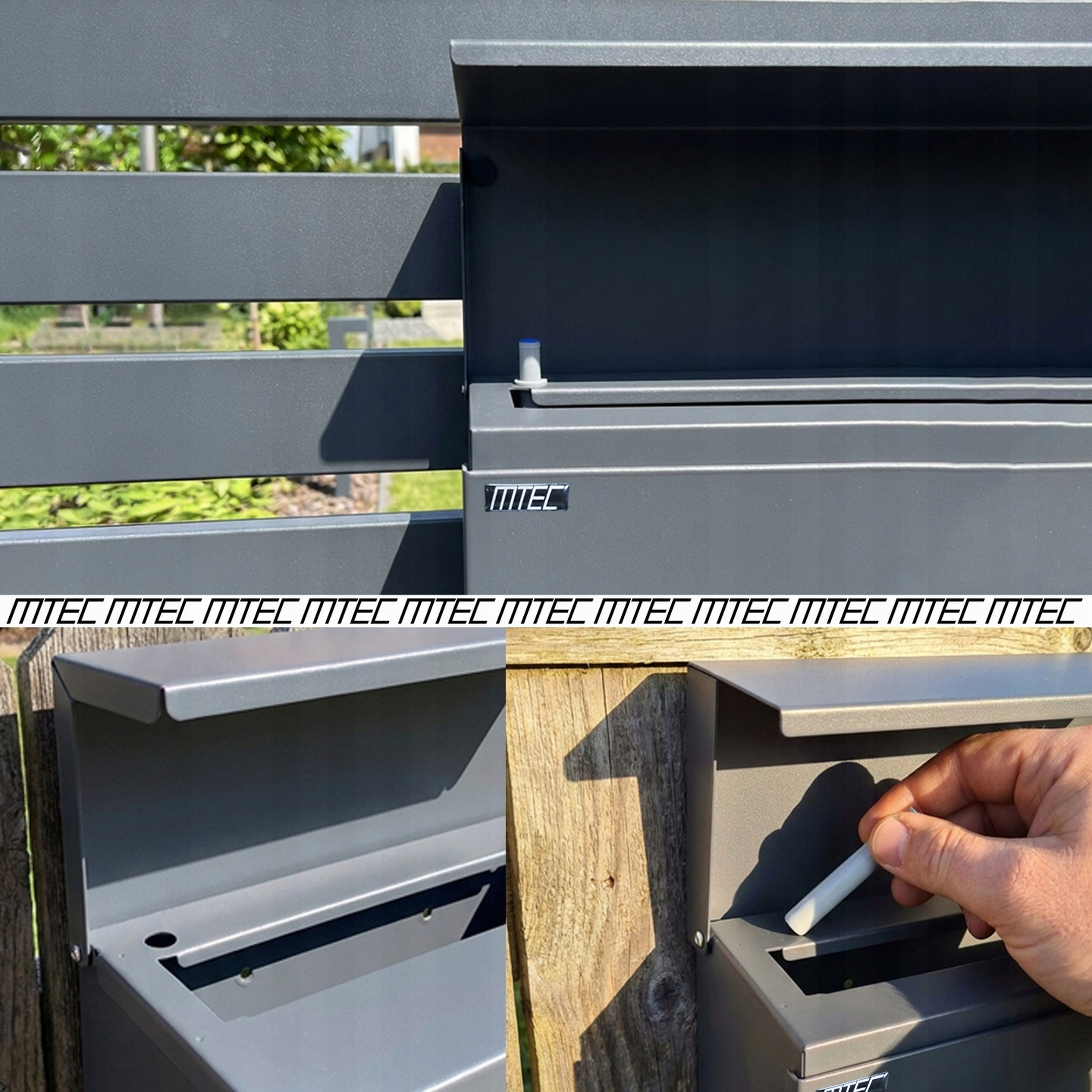MAILBOX FOR LETTERS ANTHRACITE + INSCRIPTION WITH ADDRESS STREET NUMBER Packaging status original