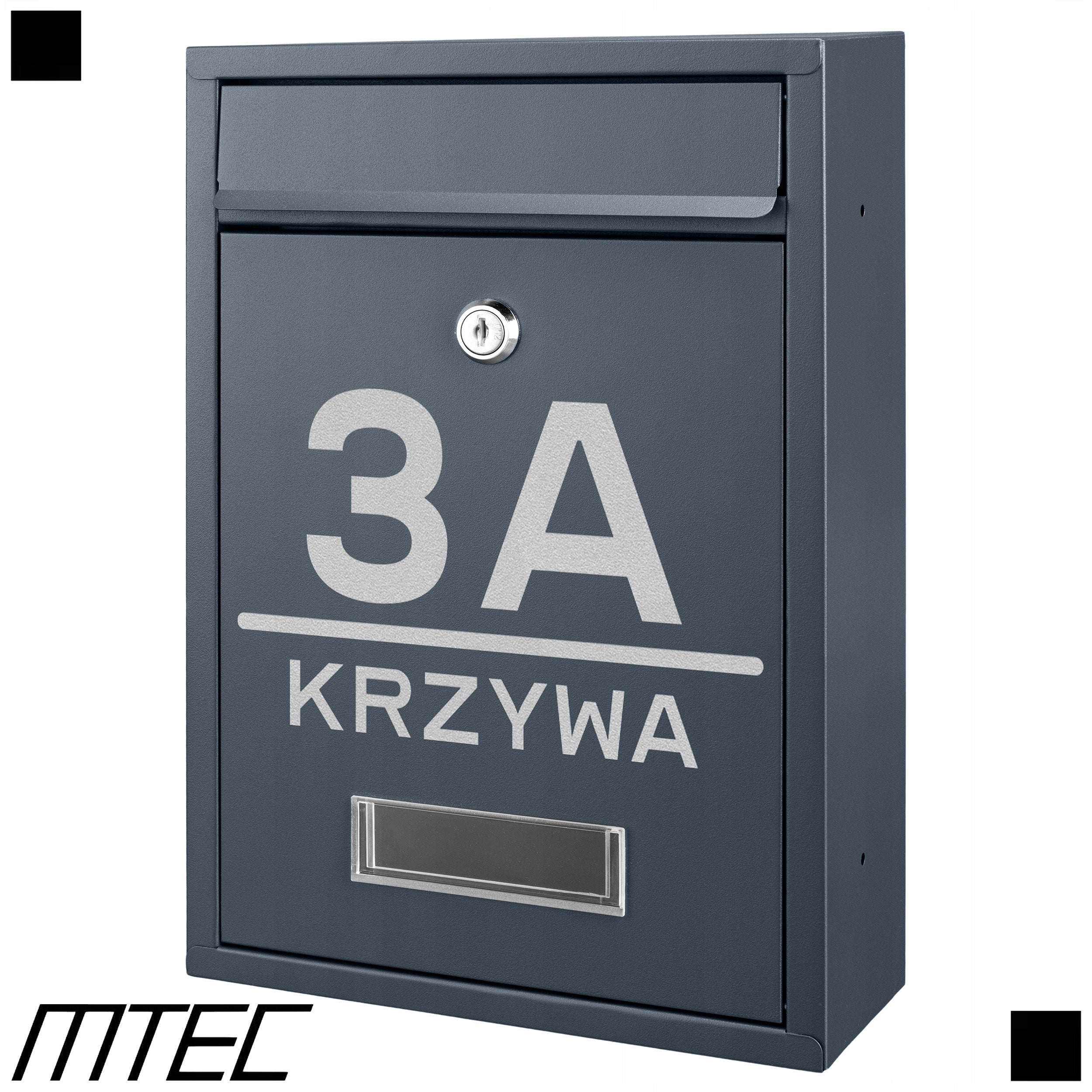 MAILBOX FOR LETTERS MAIL RIB ANTHRACITE + INSCRIPTION ADDRESS STREET NUMBER Manufacturer code 007-NAP1