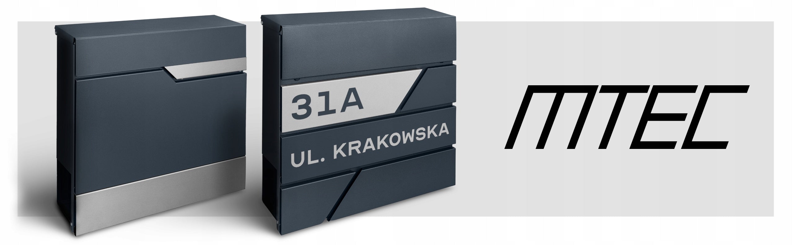 MAILBOX FOR LETTERS MAIL RIB ANTHRACITE + INSCRIPTION ADDRESS STREET NUMBER Product height 32 cm