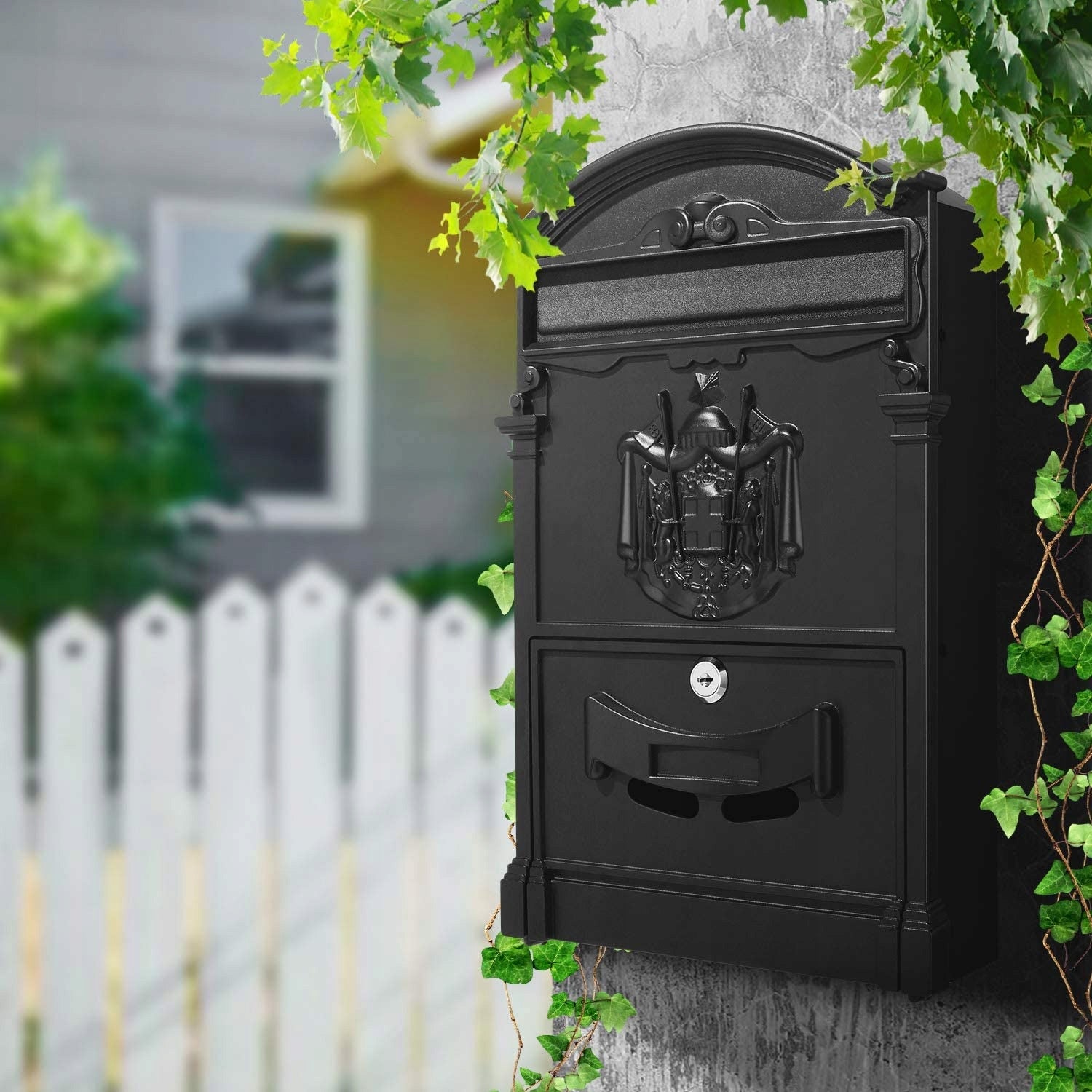 MAILBOX FOR LETTERS RUSTIC RETRO VINTAGE BLACK STEEL Brand Gockowiak