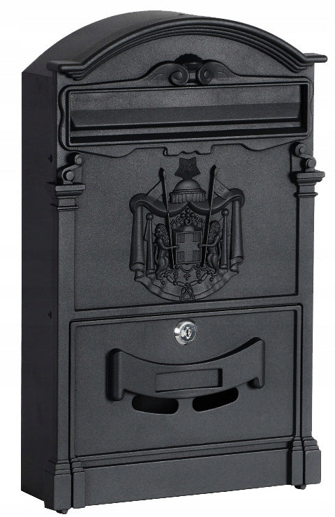 MAILBOX FOR LETTERS RUSTIC RETRO VINTAGE BLACK STEEL Color black