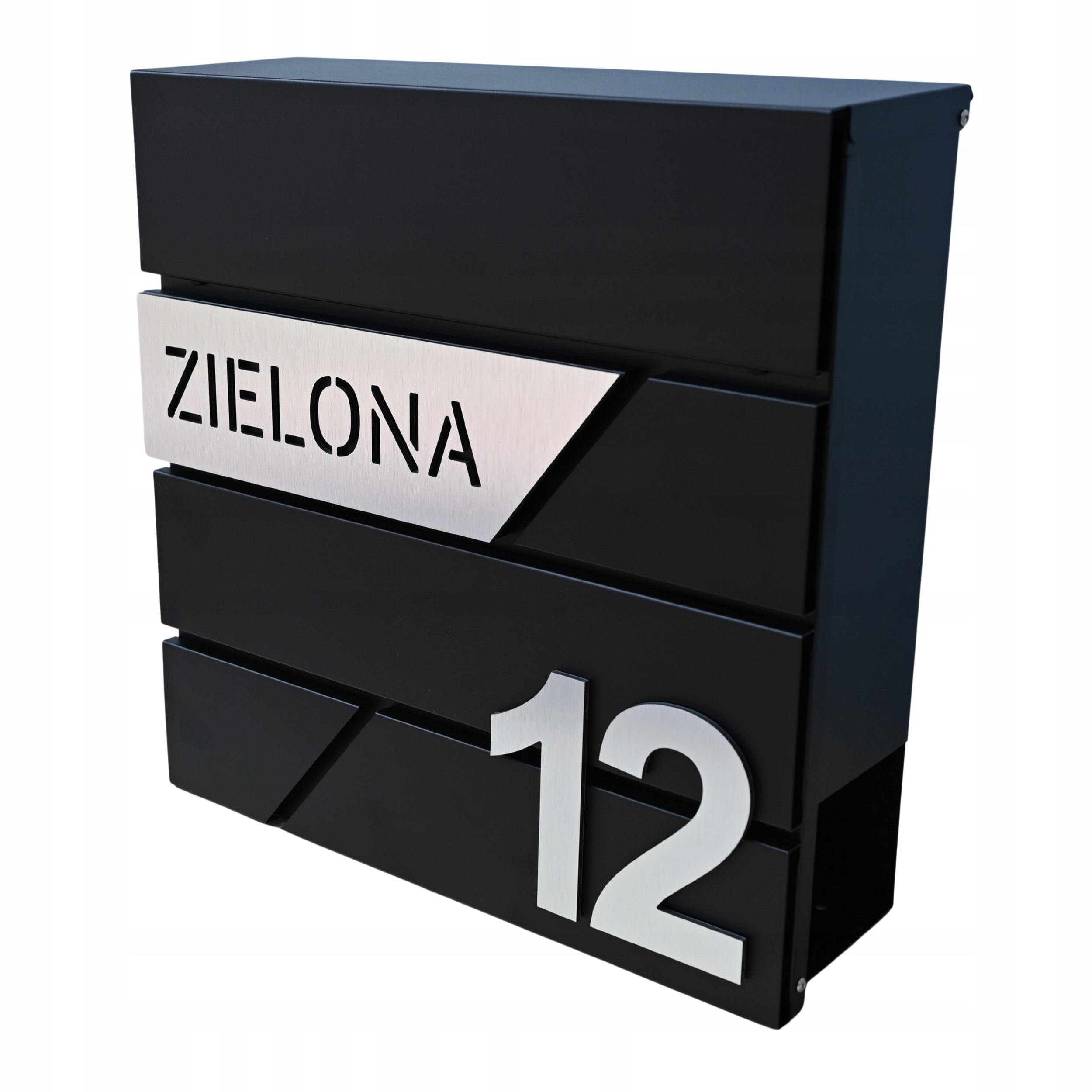 MAILBOX FOR LETTERS WITH ADDRESS HOUSE NUMBER PATTERNS LARGE BLACK RAL 9005 Brand 3dCity