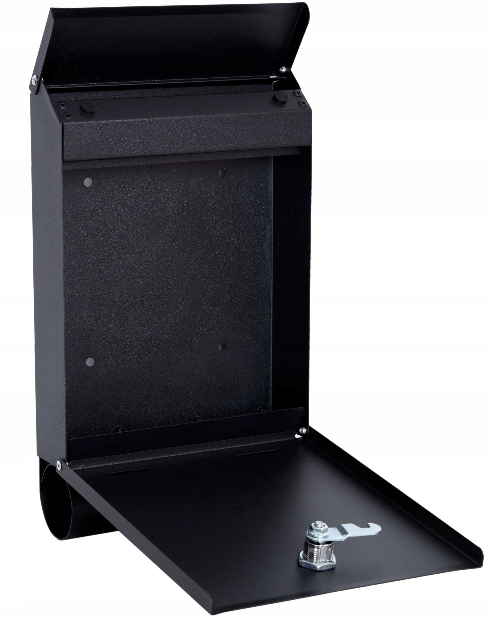 MAILBOX FOR LETTERS WITH NEWSPAPER BLACK STEEL GALVANIZED KEY Product height 31 cm