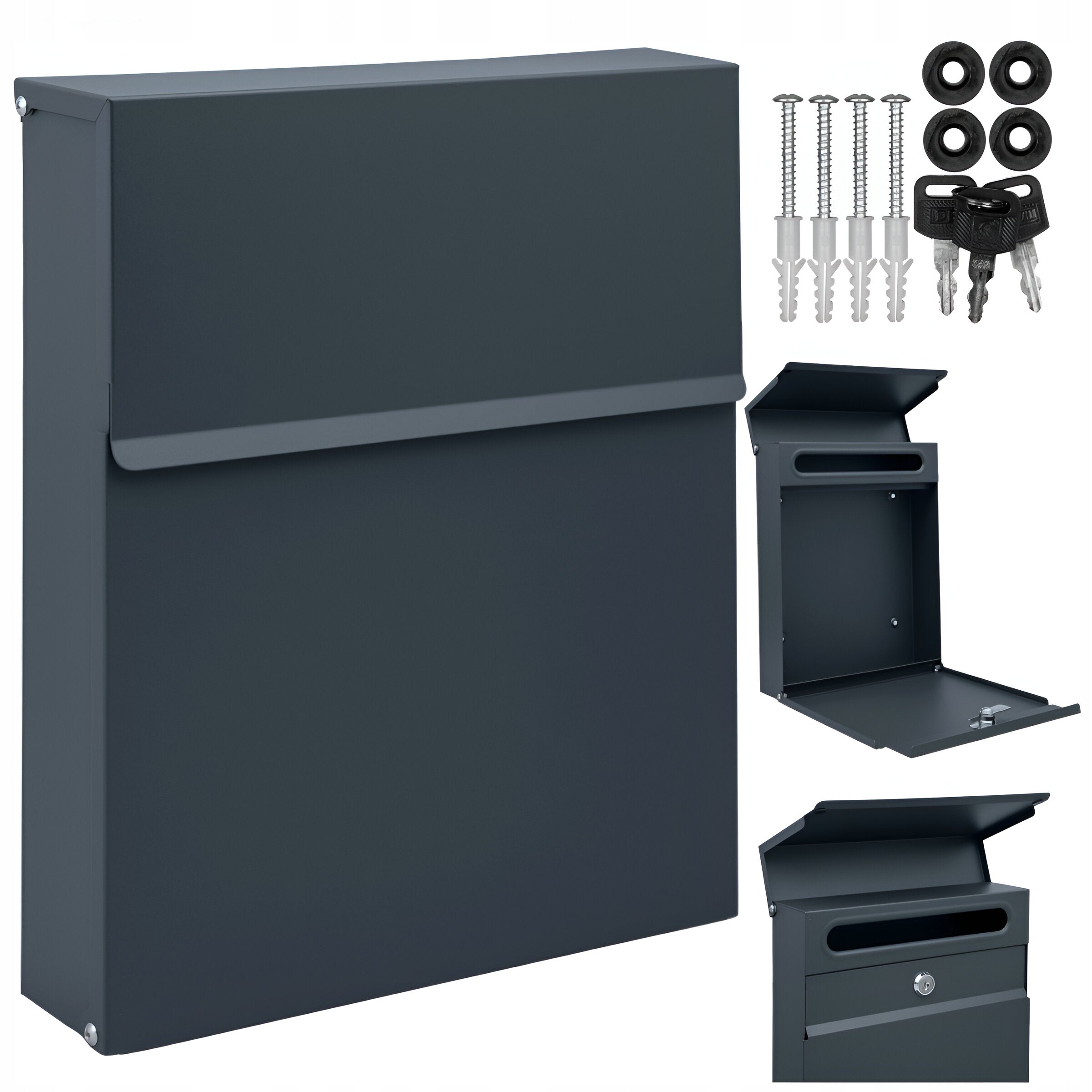 MAILBOX LETTERS MAIL CORRESPONDENCE MODERN SLIM ANTHRACITE