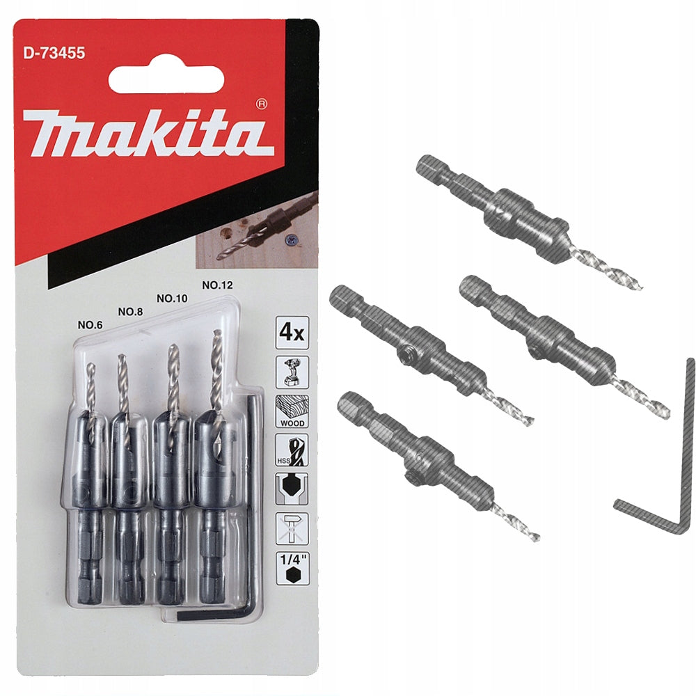 MAKITA Drill bits with countersink for wood D-73455 4/2,8/3,2/3,6mm