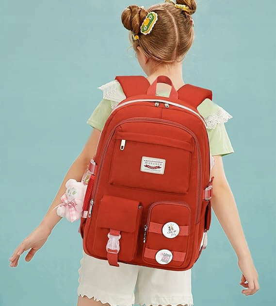 MAKUKKE RED BACKPACK WOMEN'S SCHOOL ANTI-THEFT POCKET FOR EVERYDAY Brand no brand