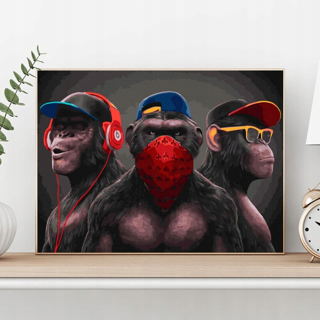 Tapyba pagal skaičius Trys beždžionės Oh Art!, 40x50 cm