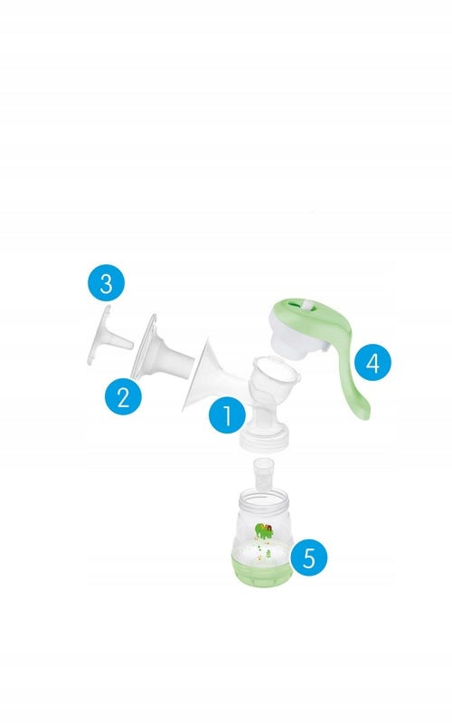 MAM Handheld breast pump Convenient and compact set with 2 bottles of 130 and 160ml Medical device no