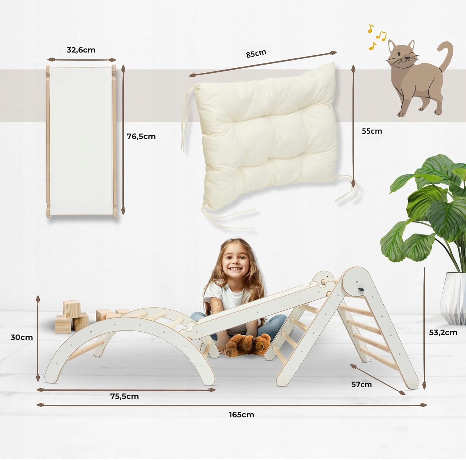 MAMOI 4-in-1 Climbing Set. Rocker + Slide + Triangle + Cushion Brand MAMOI