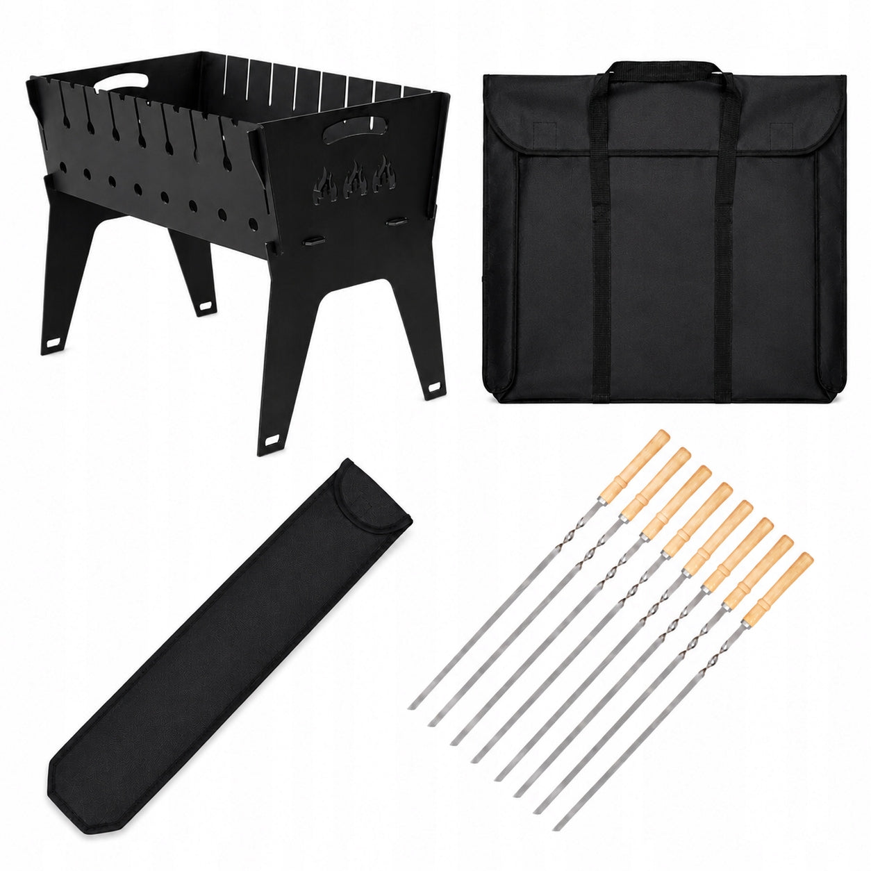 MANGAL GRILL LETTER 3MM FOLDING + 8 SKEWERS + COVERS L83K