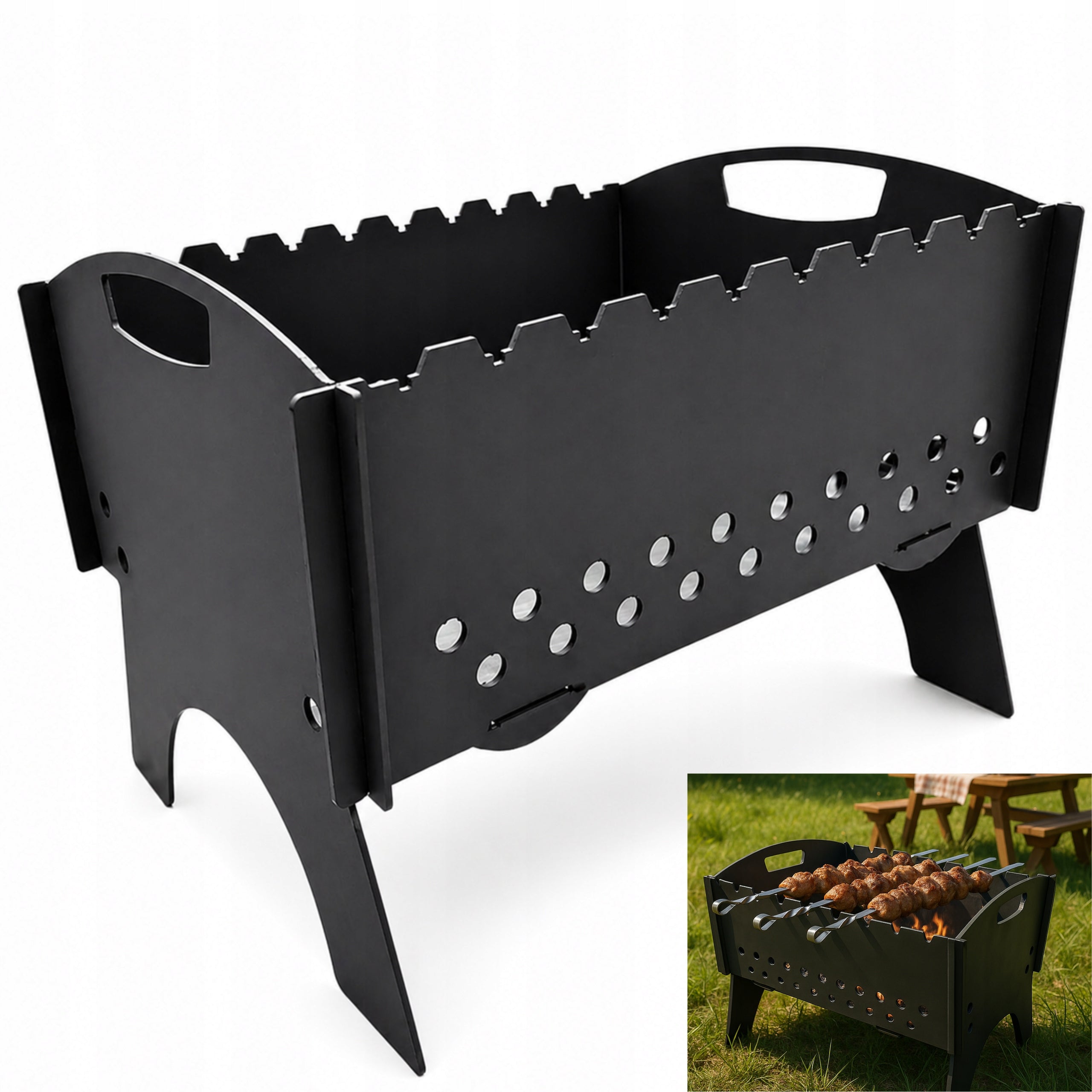 MANGAL grill FOLDED into 10 skewers carbon metal 3mm