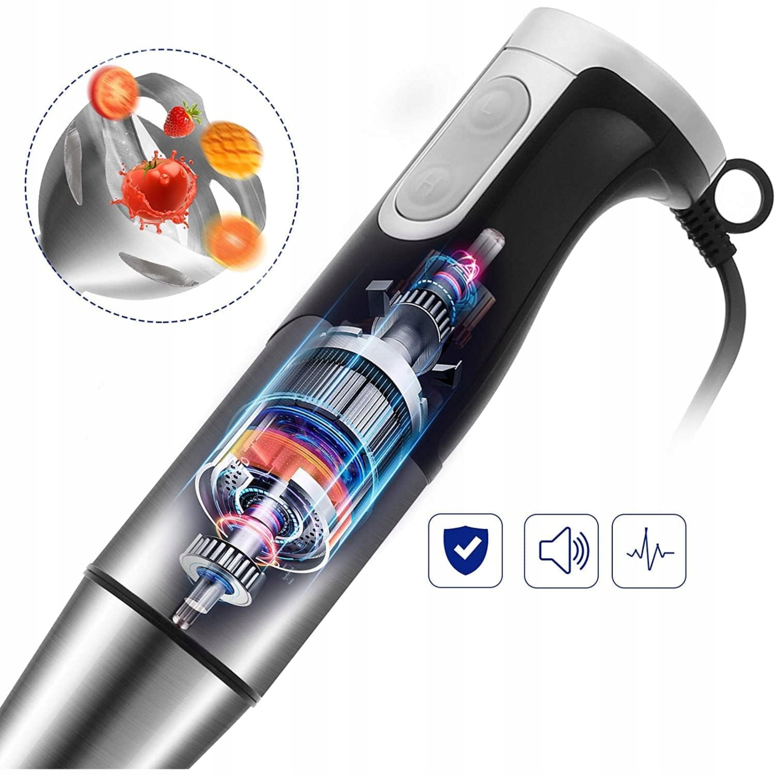 MANUAL BLENDER SUBMERSIBLE MIXER SILVER MULTIFUNCTIONAL 1200W 6in1 Brand no brand