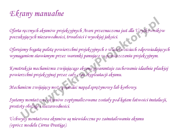 MANUAL PROJECTION SCREEN AVERS CIRRUS CL 240 EAN (GTIN) 5905191943110