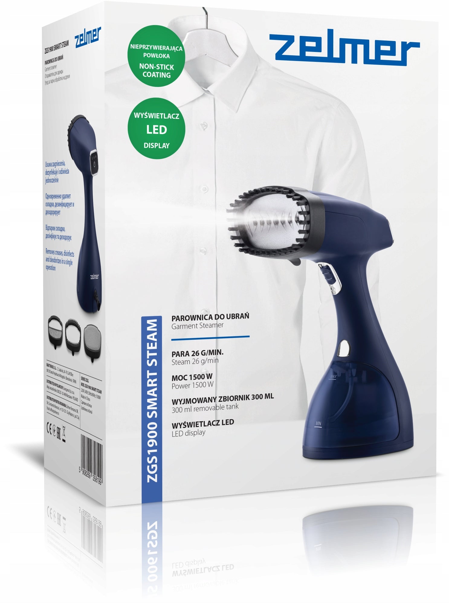 MANUAL STEAMER FOR CLOTHES ZELMER STEAM IRON STEAMER STEAM ADJUSTMENT Dominant color blue