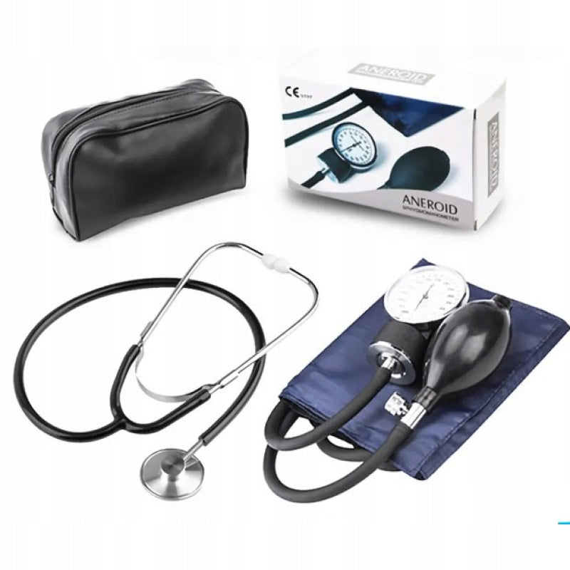 MANUAL Sphigmomanometer with Stethoscope and Case for Home Use Medical device no