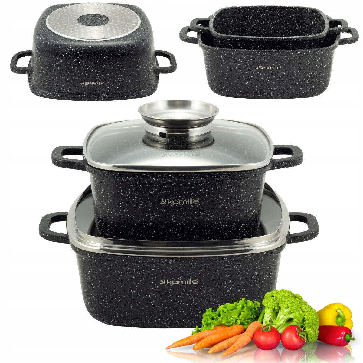 MARBLE POTS 4 EL. SET GAS POTS INDUCTION KAMILLE