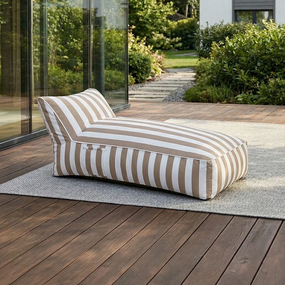 MARIS couch in white and beige stripes 70x150x65 cm HOMLA Packaging status original