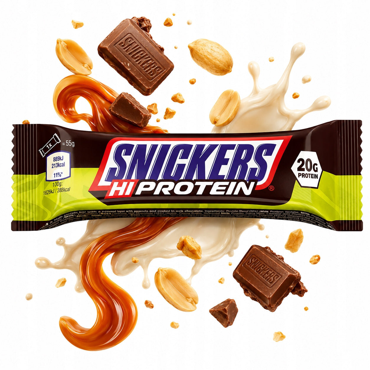 MARS Snickers Hi Protein Bar 55g Chocolate Caramel Protein Bar Packaging status original
