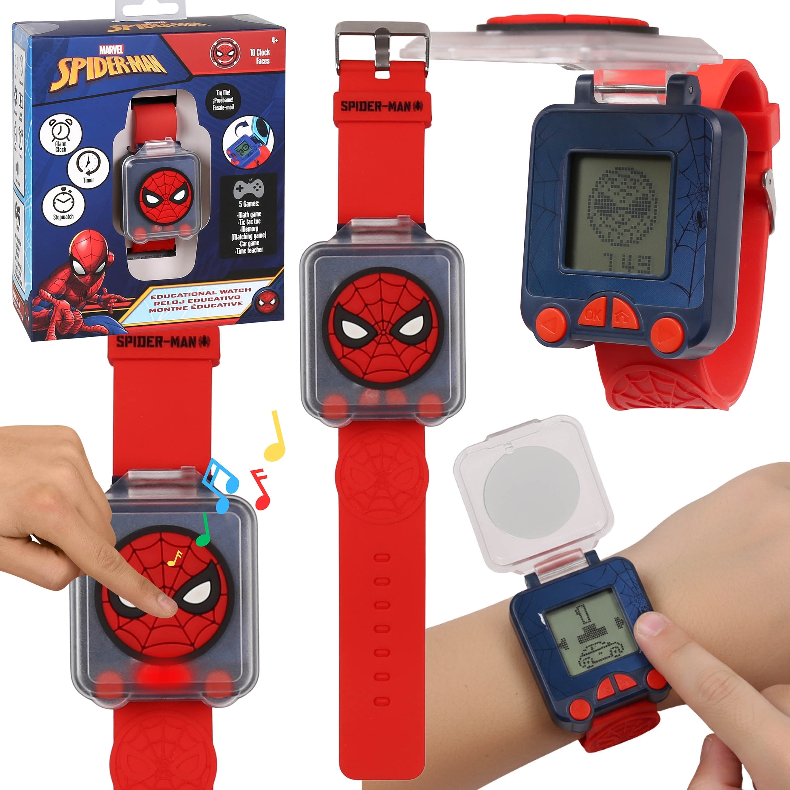 MARVEL Spider-Man Multifunctional Educational Watch with Games, Alarm, Stopwatch