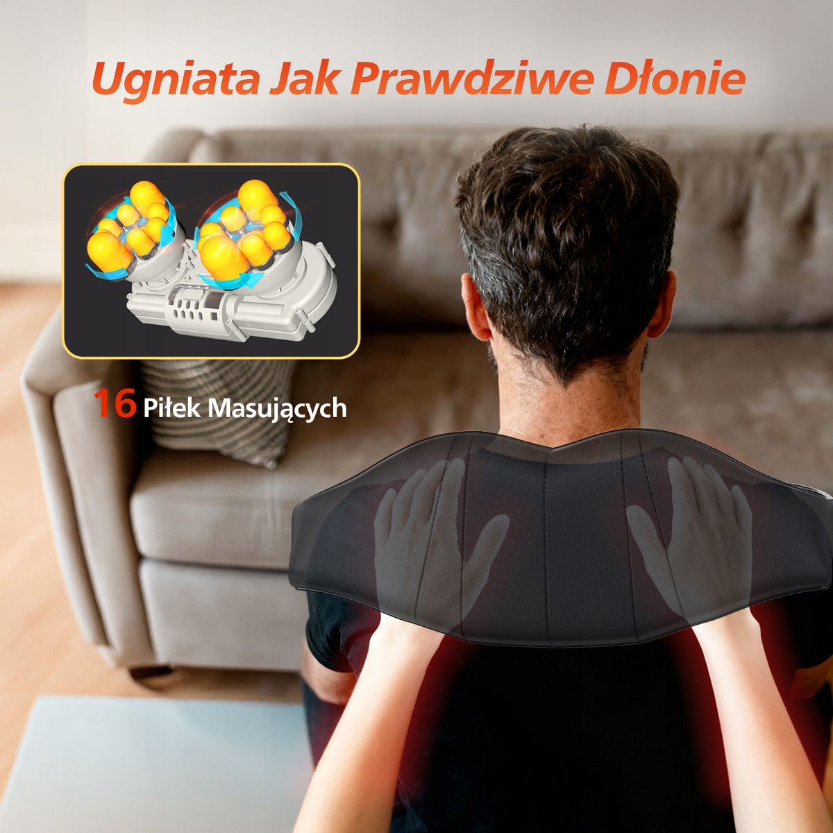 MASAŻER DO SZYI KARKU CIAŁA STÓP PLECÓW SHIATSU PAS MASUJĄCY GRZEJĄCY Medical device no