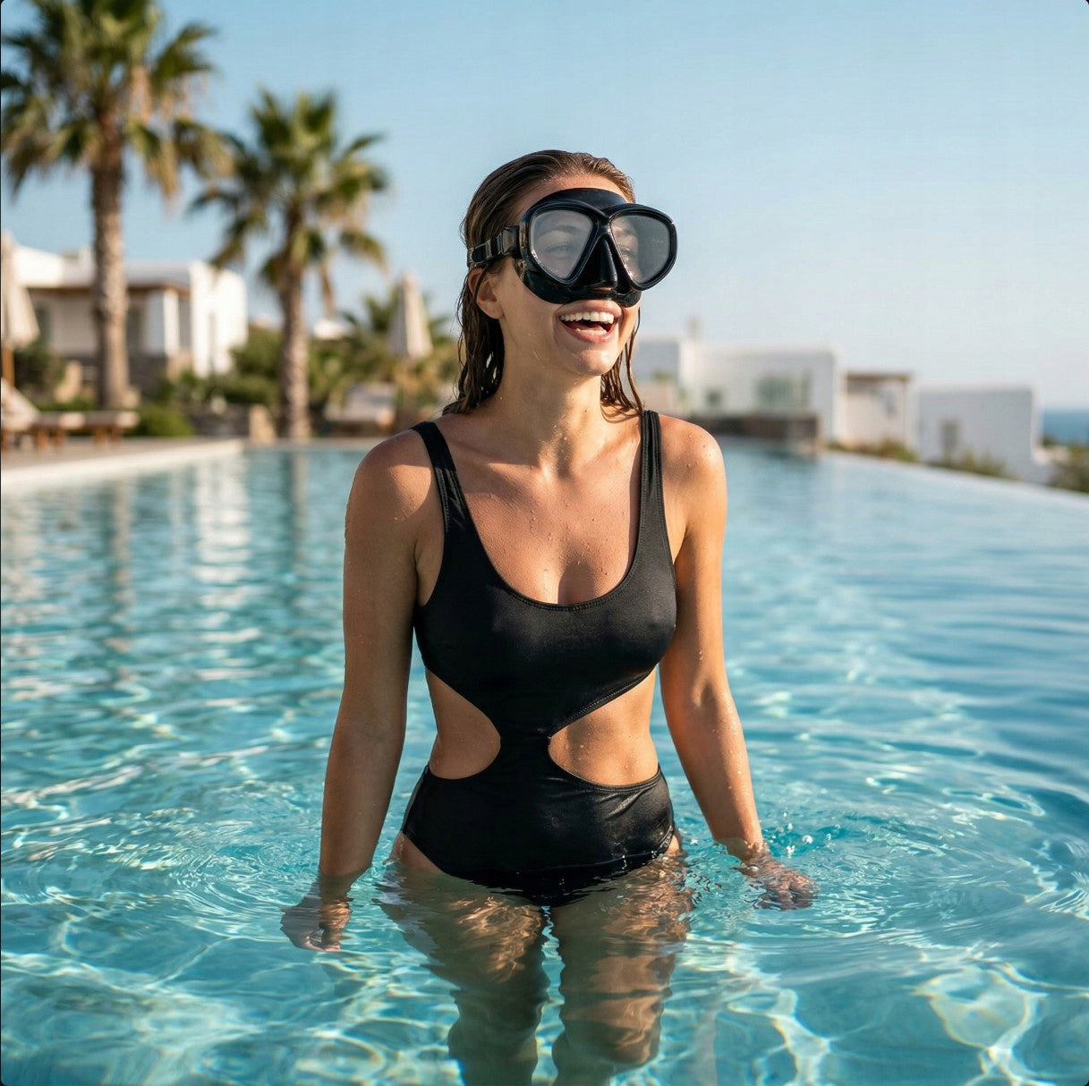 MASK PROFESSIONAL SWIMMING SPORTS FOR DIVING SWIMMING POOL BLACK Brand Spokey