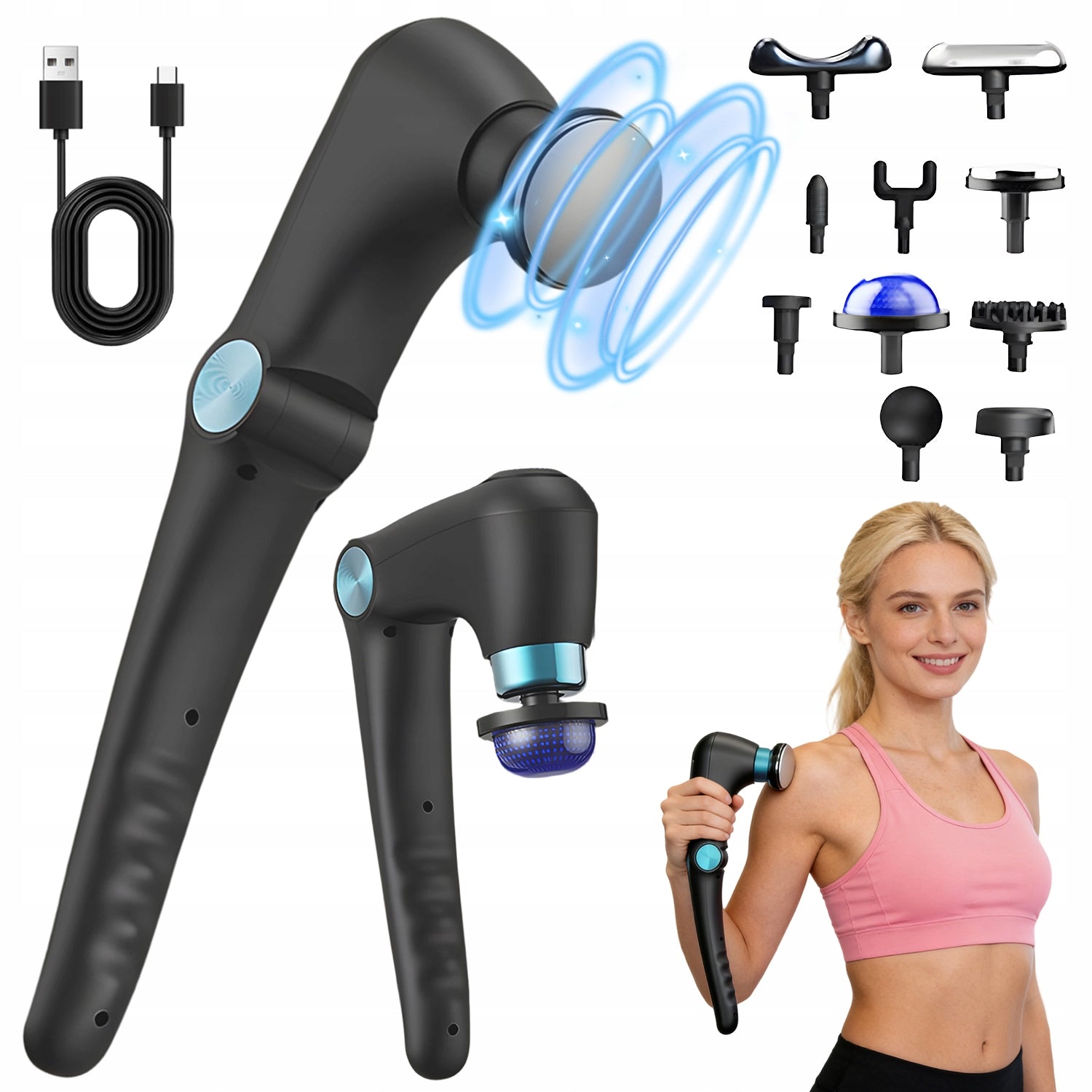 MASSAGE GUN, HOT AND COLD MASSAGE GUN, 10 TIPS
