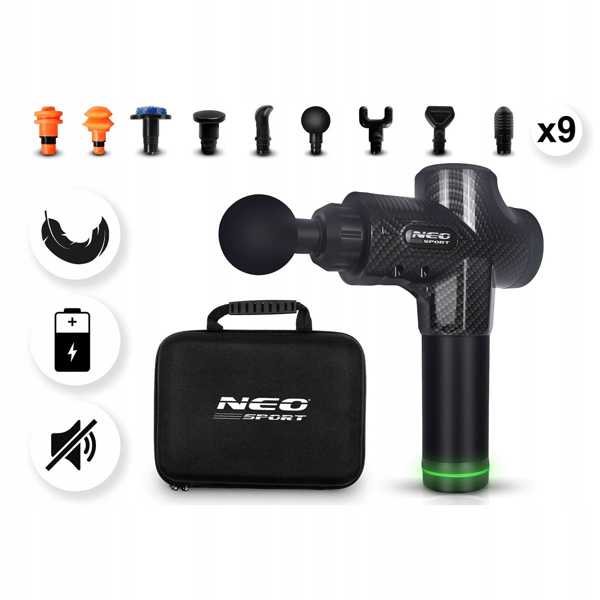 MASSAGE GUN NECK BACK BODY MASSAGER 9 TIPS SET IN CASE Medical device no