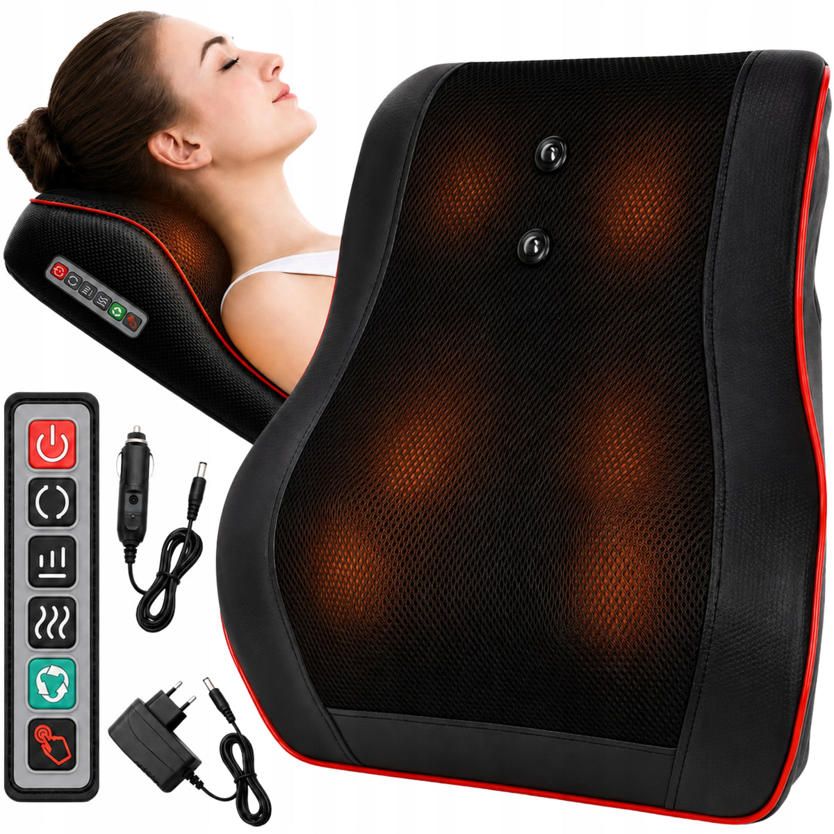 MASSAGE PILLOW SHIATSU BODY MASSAGER NECK BACK NECK HEATING REMOTE CONTROL