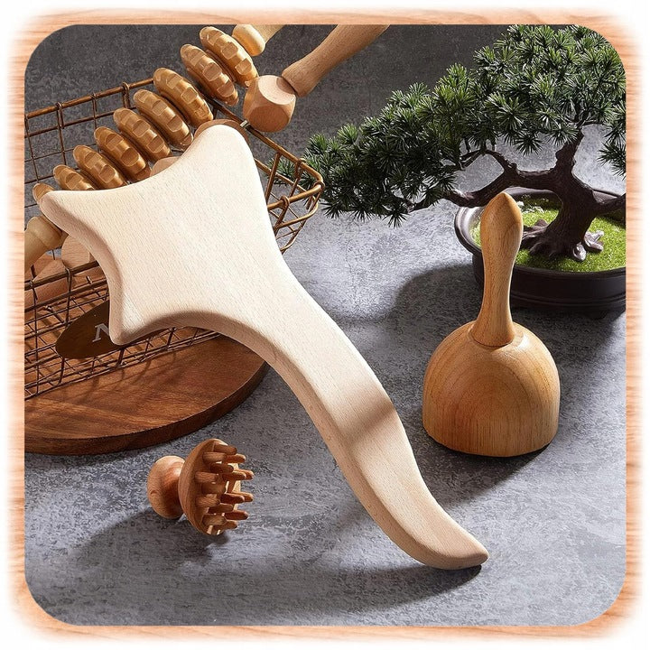 MASSAGE SET WOODEN MASSAGE ROLLER Manufacturer code Drewniane urządzenie do masażu