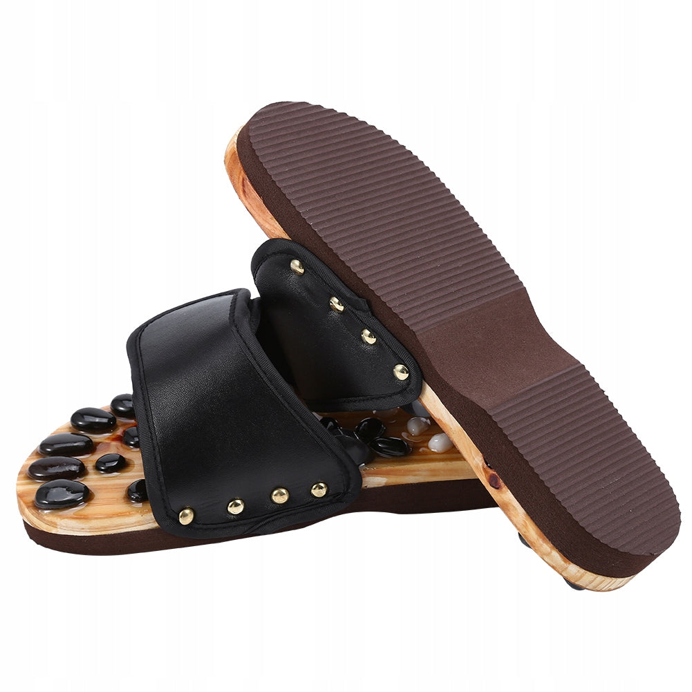 MASSAGE SLIPPERS WOMEN ANTITYPE SLIP WITH NATURAL STONE BLACK 38