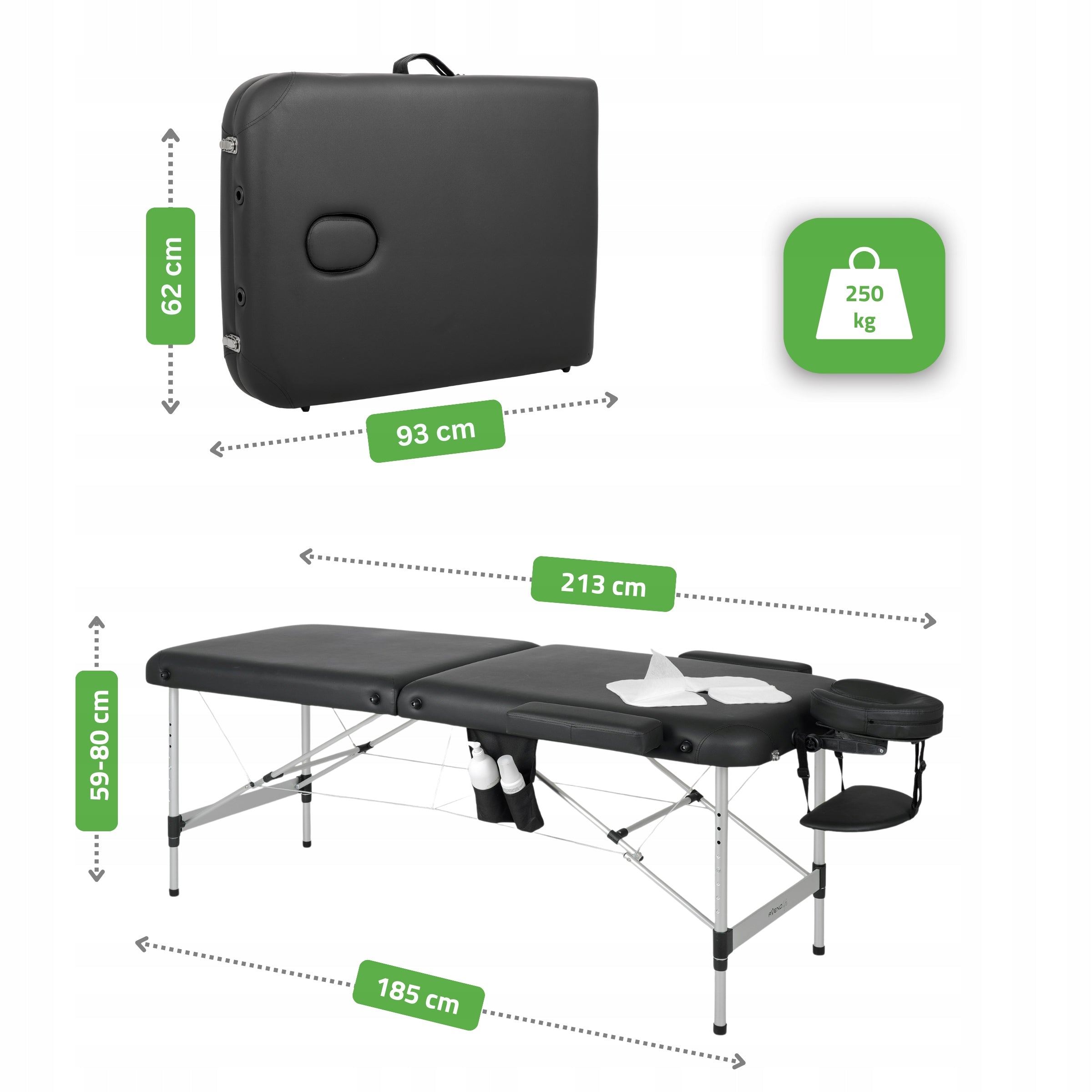 MASSAGE TABLE ALUMINUM FOLDING NADIA 60 CM COVER FOAM 5 CM HABYS Medical device yes