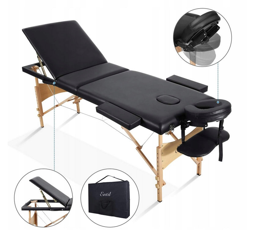 MASSAGE TABLE/BED 3 SECTIONS WOOD PORTABLE
