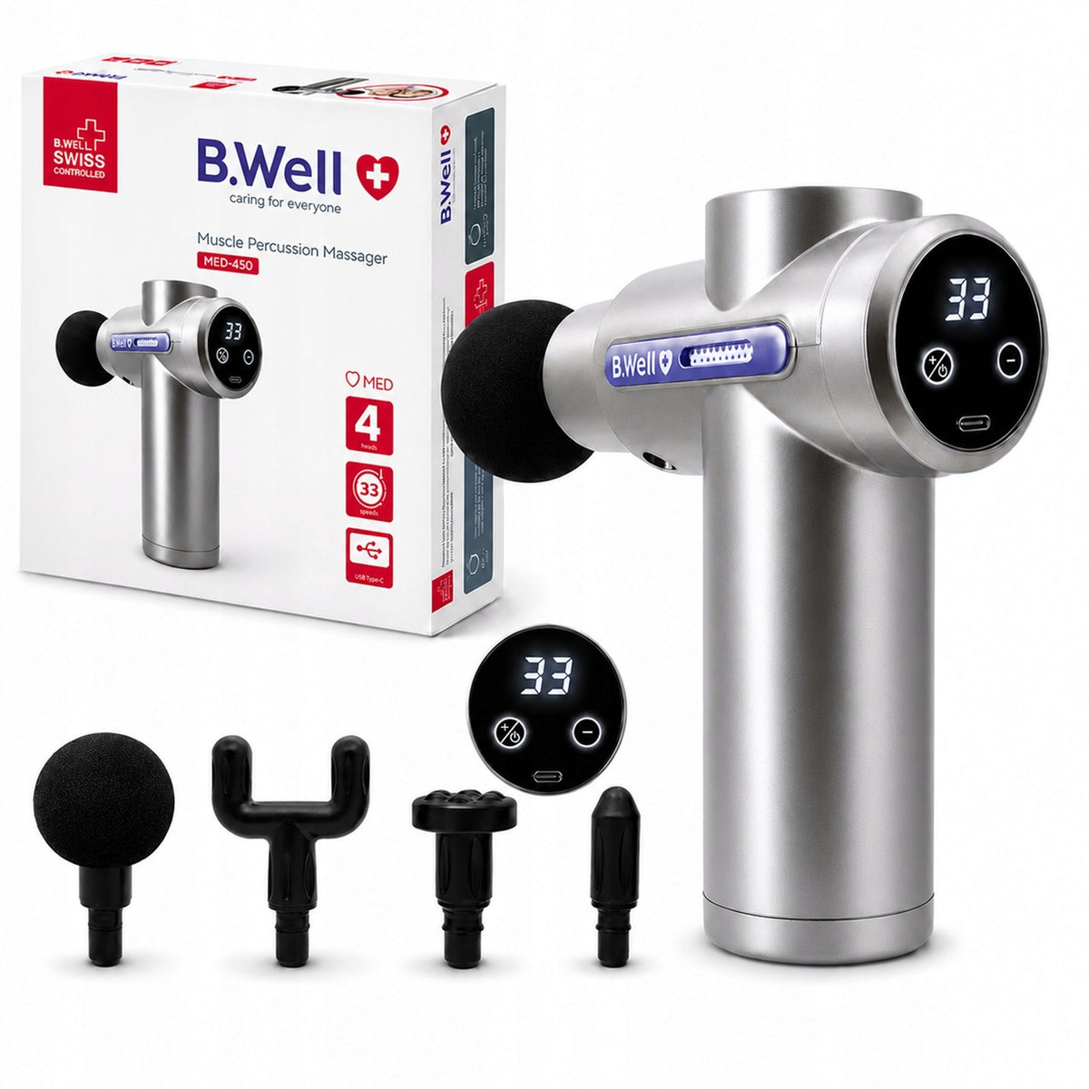 MASSAGER DRUM MASSAGE GUN 33 speed USB-C B.Well MED-450